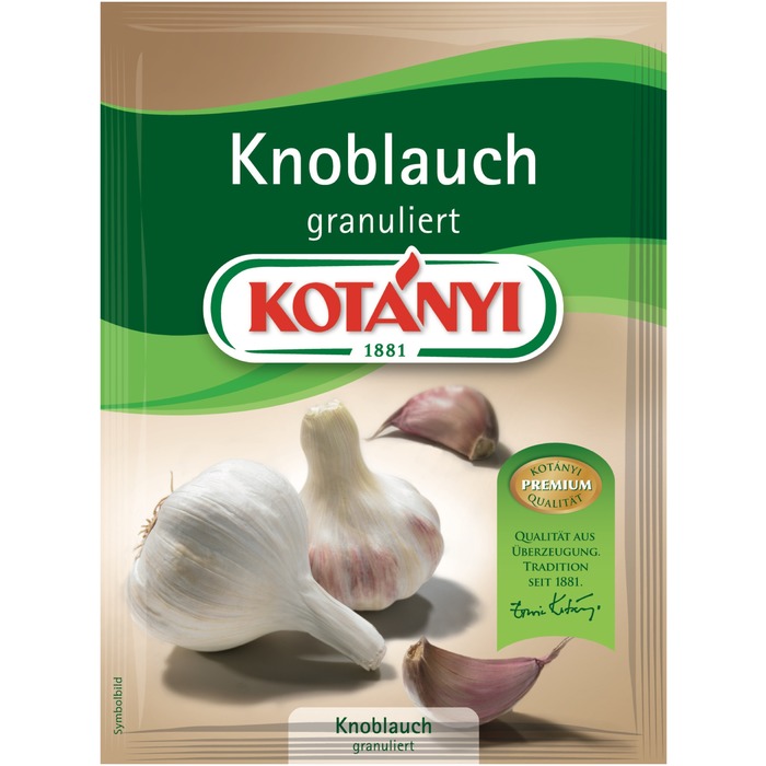 Kotanyi Brief braun, Knoblauch Granulat