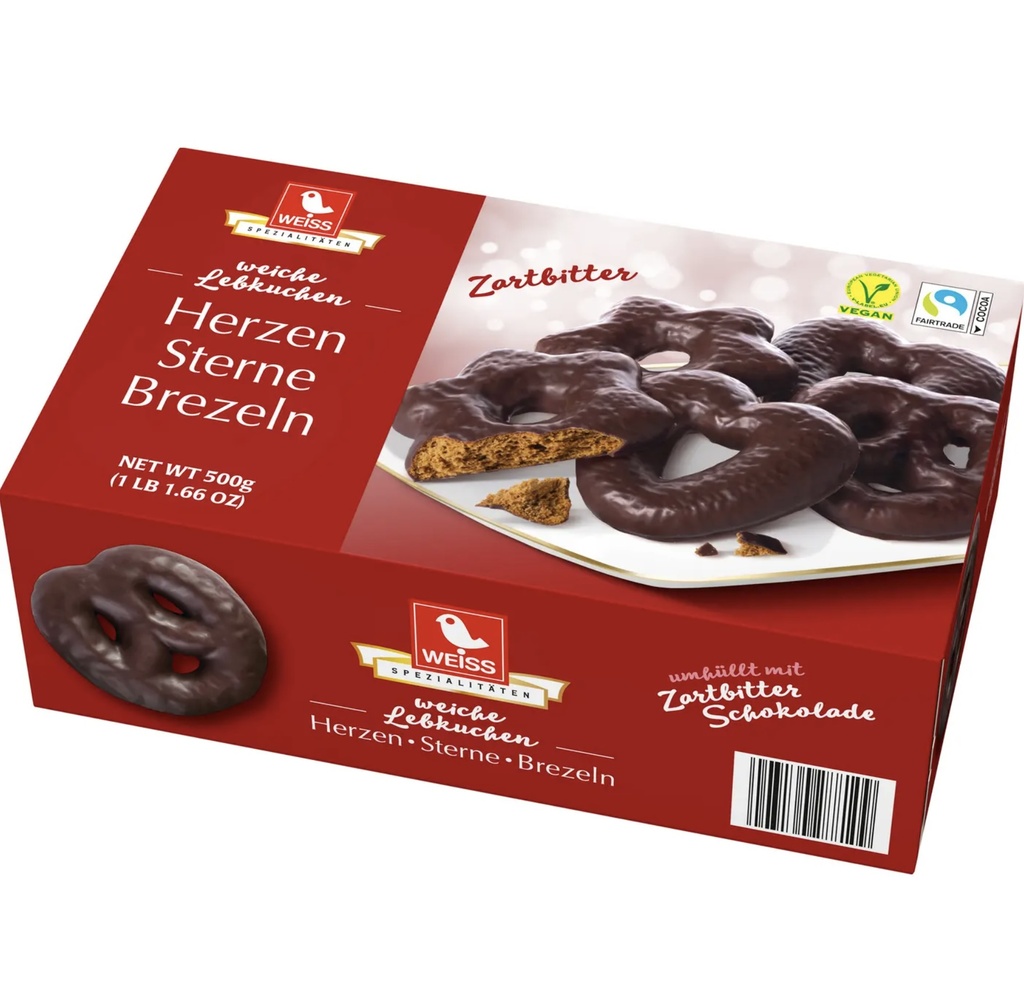 Weiss Lebkuchen Sterne Herzen Brezeln Zartbitter 500 g