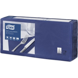 [378318] Tork Soft Lunchserviette blau, 33 x 33 cm, 3-lagig, 1/4 Falz 150 Stk